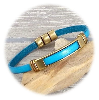 Tutoriel pour bracelet cuir turquoise boho style perles et fermoir bronze